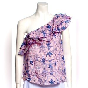 Etoile Isabel Marant One-Shoulder Linen Pink Top, BNWOT, Small